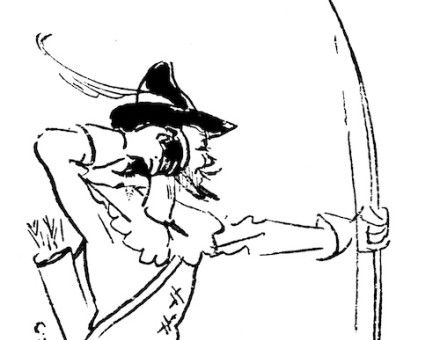 ‘Robin Hood spent his time shooting at the Sheriff of Nottingham.’ Illustration by John Reynolds for serialisation of 1066 and All That in Punch, 1930. Punch Archive/TopFoto.