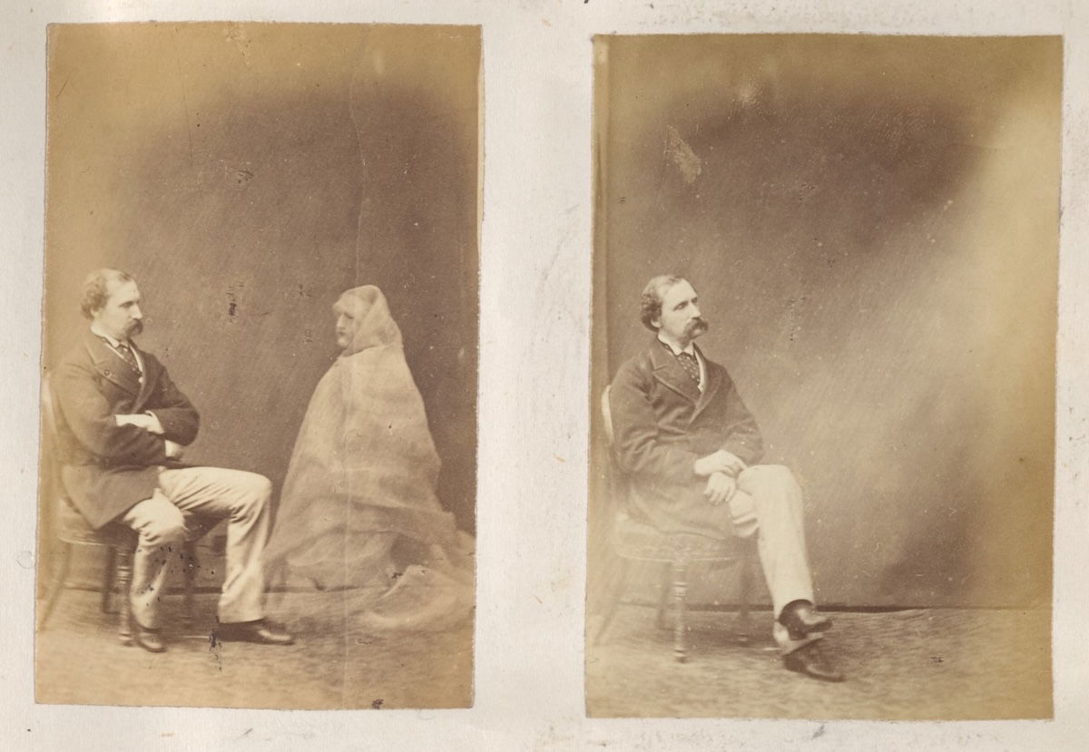 Plates from an album of spirit photographs, attributed to Frederick Hudson, 1872. Metropolitan Museum of Art. Public Domain.