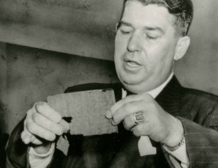 Jess M. Ritchie demonstrating AD-X2 to the Senate Select Committee of Small Business, 1953. National Institute of Standards and Technology. Public Domain.