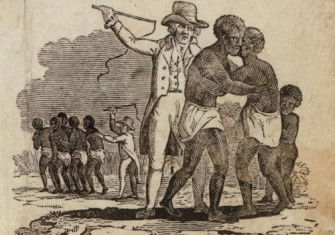 A slaveowner violently seperates a family, engraving by Alexander Anderson based on oral testimony given to the Select Committee Appointed to Take the Examination of Witnesses Respecting the African Slave Trade, 1791. New York Public Library. Public Doma