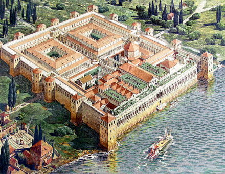 Reconstruction of Diocletian's Palace in its original appearance upon completion in AD 305 (viewed from the south-west)