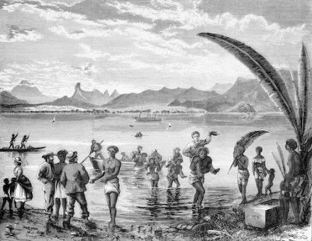 Landing at Suva on the Fijian island of Vita Lev, by Robert Bruce, 17 June 1871. State Library Victoria. Public Domain.