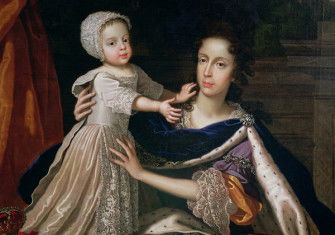 Queen Mary of Modena with Prince James Stuart, by Benedetto Gennari II, 1690s. Wikimedia Commons