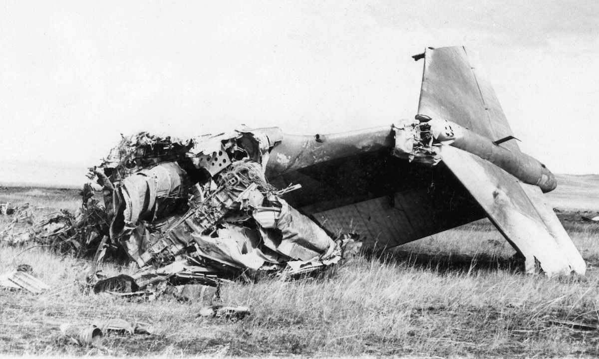 Wreckage of the plane which crashed in Mongolia in 1971, killing Lin Biao. Newscom/Alamy Stock Photo.
