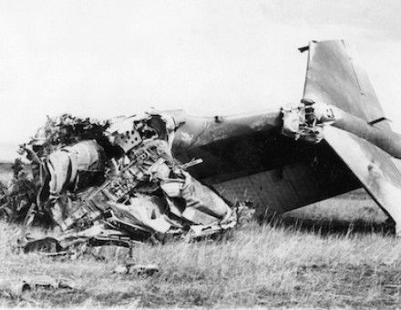 Wreckage of the plane which crashed in Mongolia in 1971, killing Lin Biao. Newscom/Alamy Stock Photo.
