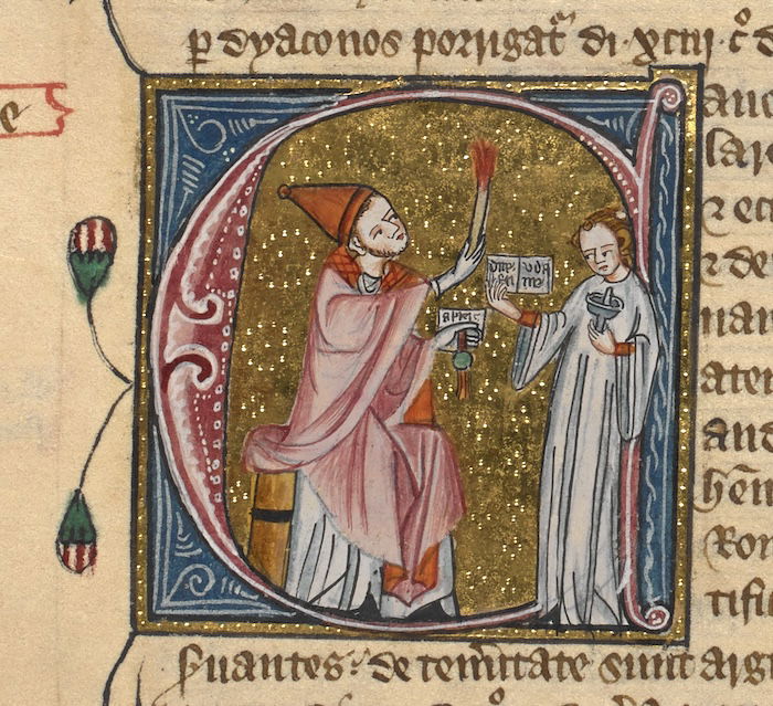Excommunication ceremony, from Omne Bonum, English, c.1370. British Library/Bridgeman Images.