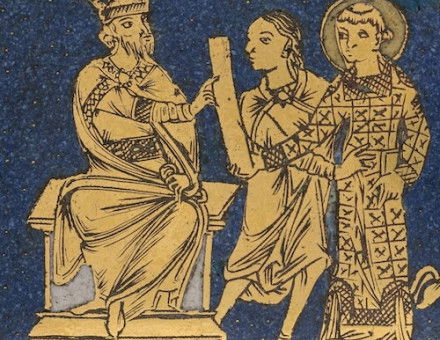 Condemnation and martyrdom of Saint Lawrence, gilded copper and champlevé enamel from Germany, c. 1180. The Cleveland Museum of Art. Public Domain.