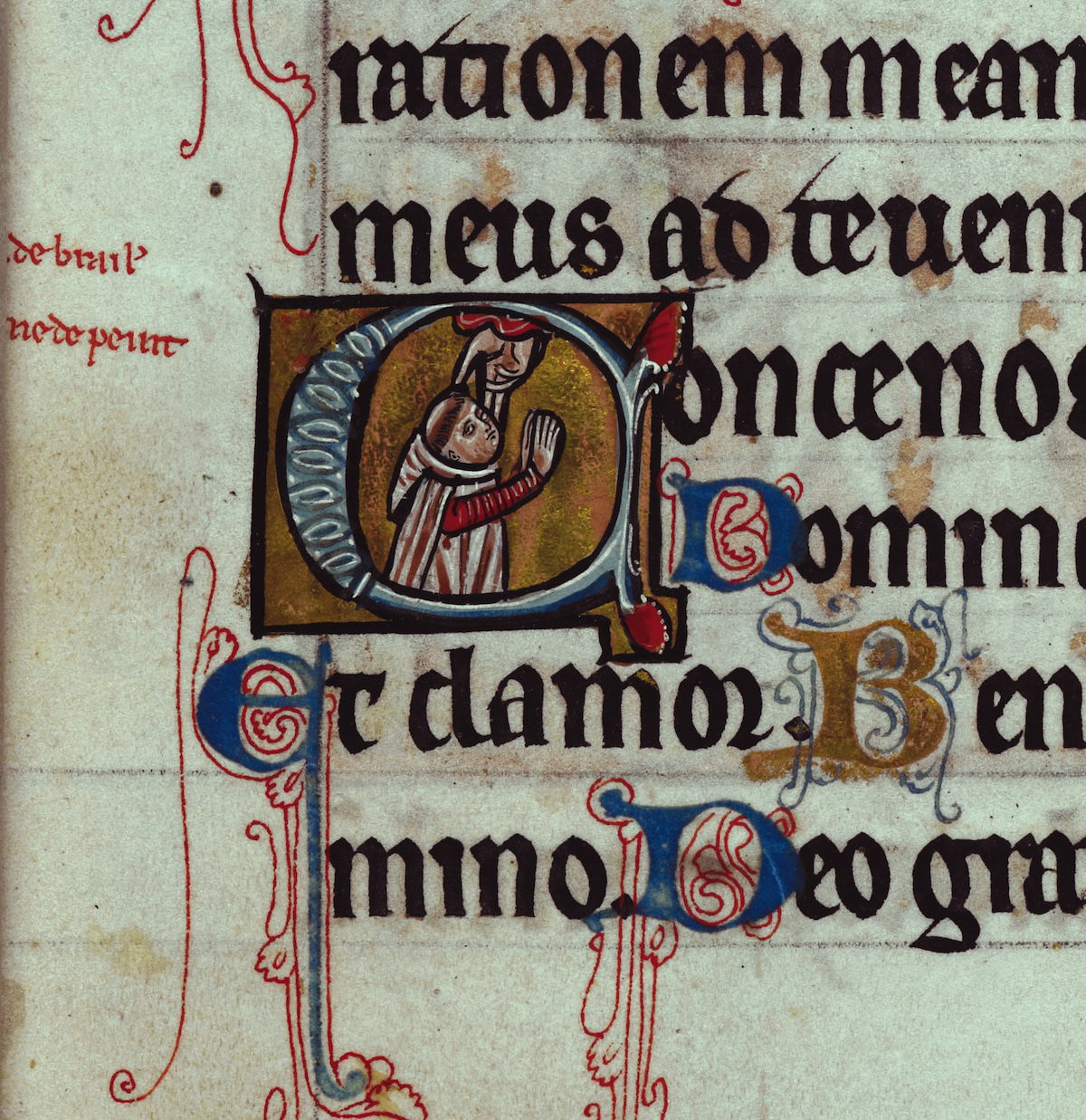 Historiated initial with a self-portrait of William de Brailes, the De Brailes Hours, c.1240. British Library/Bridgeman Images.