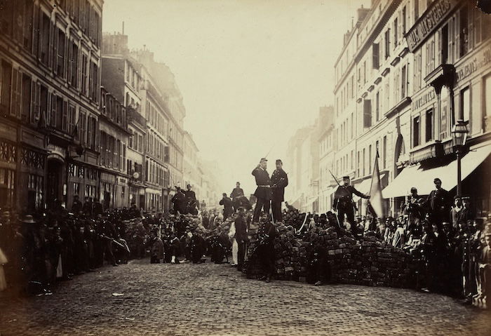 Barricade on the Rue de Flandre, unknown photographer, 18 March 1871. Musée Carnavalet, Histoire de Paris. Public Domain.