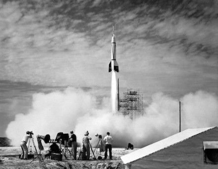 A V-2 rocket launch at Cape Canaveral, 24 July 1950. NASA. Public Domain.