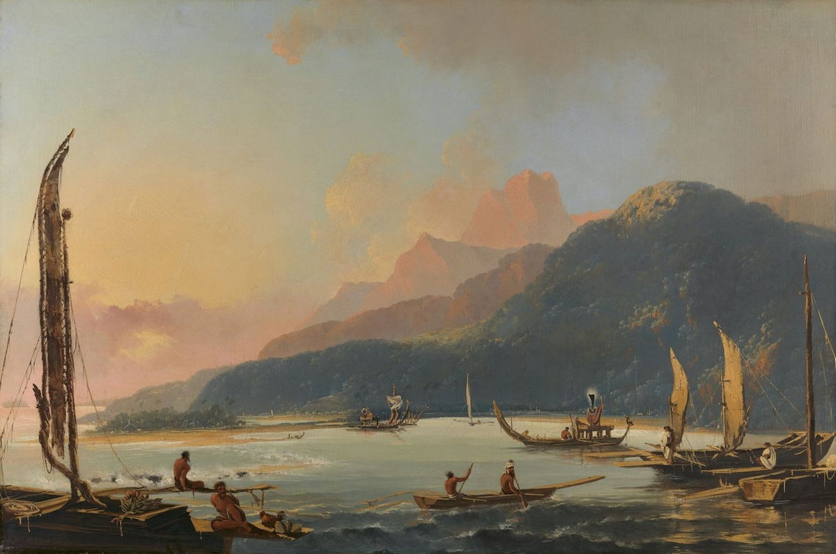 A view of Matavie Bay in the island of Tahiti, by William Hodges, 1776. Yale Center for British Art, Paul Mellon Collection. Public Domain.