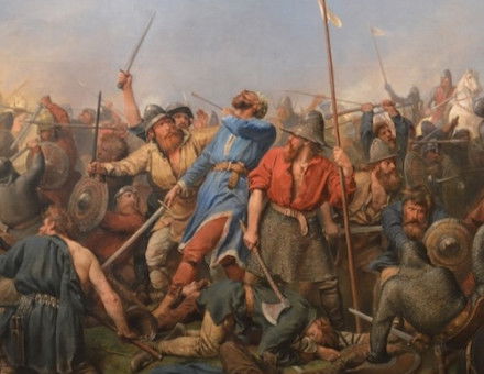 The Battle of Stamford Bridge, by Peter Nicolai Arbo, 1870. Nordnorsk Kunstmuseum. Public Domain.