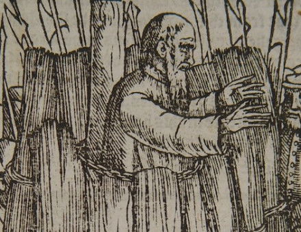 Richard Bayfield, a relapsed protestant descrubed for Sir Thomas More as ‘a dog returning to his vomit’, is burned, from John Foxe’s Acts and Monuments. Southern Methodist University Bridwell Library. Public Domain.