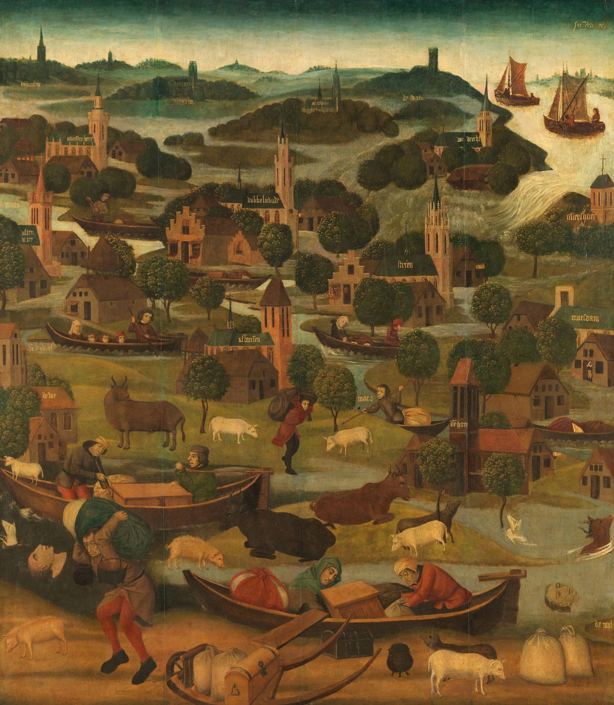 A panel depicting Saint Elizabeth’s Day Flood of 19 November 1421, c.1490-95. Rijksmuseum. Public Domain.