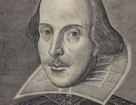 Portrait of William Shakespeare from the title page of the First Folio, 1623. Beinecke Library, Yale University. Public Domain.